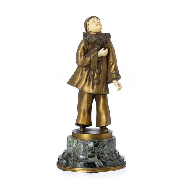 Sculpture of Pierrot, 19th Century, Gilded Bronze on Marble Base For Sale - Image 6 of 6