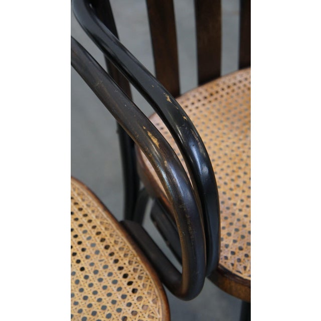 Vintage Wooden Bistro Chairs with Wicker Seats, Set of 4 For Sale - Image 14 of 17