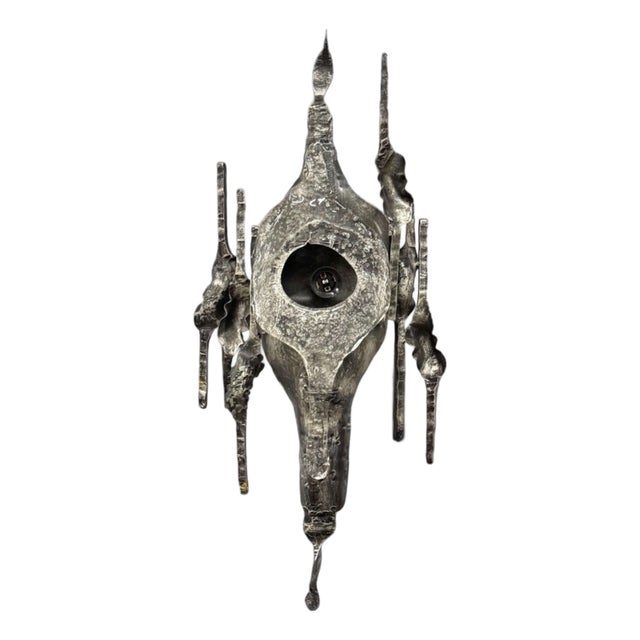Brutalist Wall Lamp in Iron and Glass by Hans Ehrich, 1960s For Sale