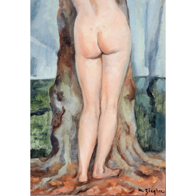 American Nude With Tree at El Capitan - Yosemite Mid Century Figurative Landscape by Margaret Wherry Ziegler For Sale - Image 3 of 7