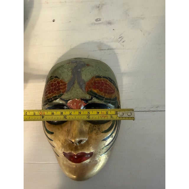 Vintage Brass Venetian-Style/Mardi Gras Theatrical Mask For Sale - Image 4 of 8