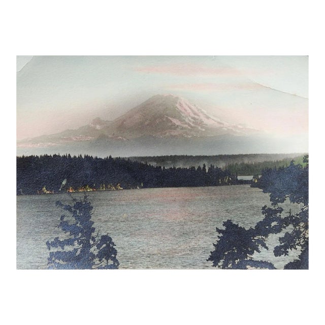 Vintage Hand Tinted Photograph Mt. Rainier For Sale