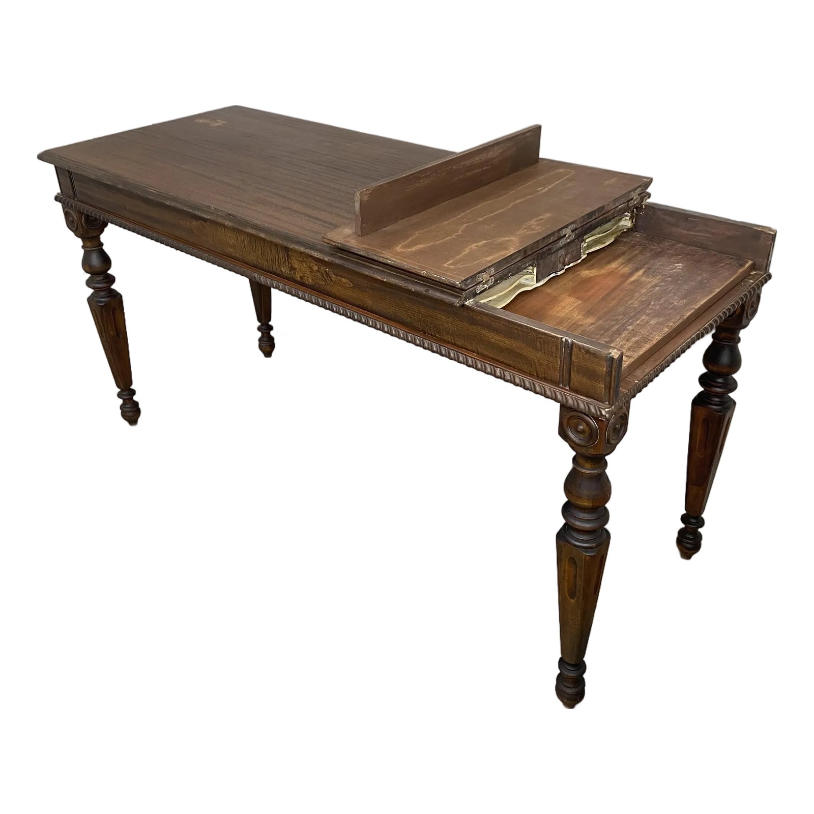 Antique Victorian Mahogany Writing Desk Library Table | Chairish