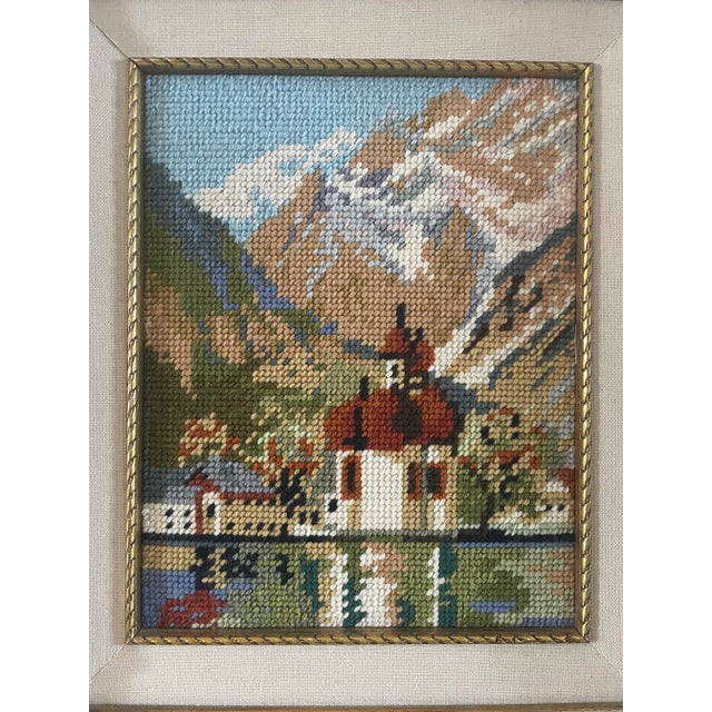 Professionally Framed and Signed Needlepoint Subject is of the St. Bartholomew Church in Berchtesgaden, Germany Gorgeous...