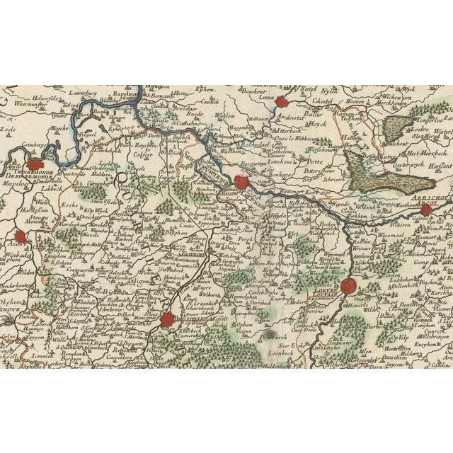 Spanish Brabant map with Brussels, Louvain, and Antwerp quarters, c.1690 : This richly detailed antique map depicts the...
