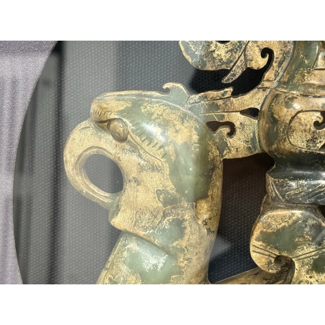 Stone Green Jade “Vase on Phoenix” Shadowbox For Sale - Image 7 of 12