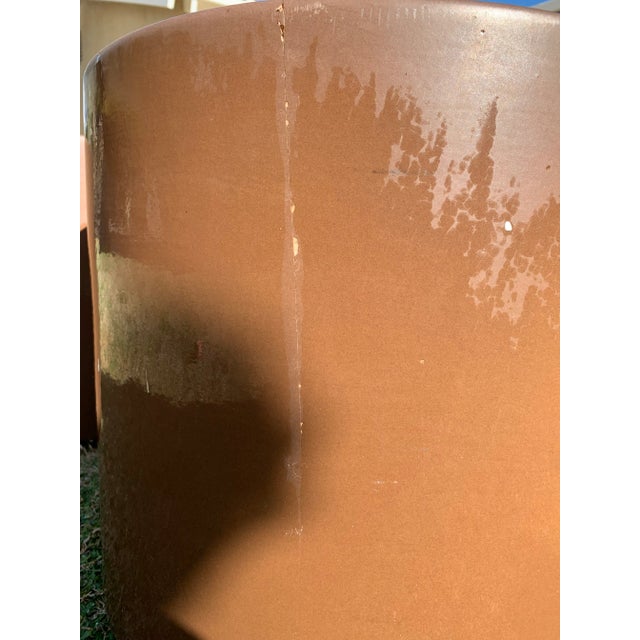 Gainey Pottery Mid Century Brown Glazed Gainey Pots- A Pair For Sale - Image 4 of 13