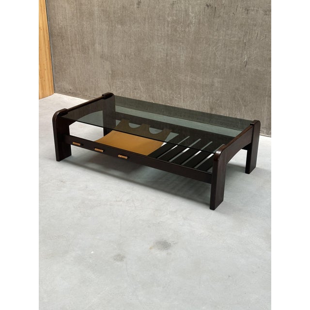 Mid-Century Modern Wenge Magazine Holder in Smoked Glass For Sale - Image 12 of 12