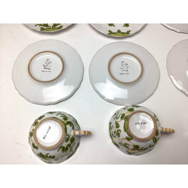 1980s 1980s Cantagalli Firenze Italian Faience Hand-Painted Cups and Saucers Set of 6 For Sale - Image 5 of 5