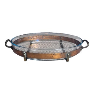 1960s Swedish Nilsjohan Copper & Pyrex Serving Tray For Sale