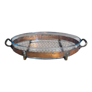 1960s Swedish Nilsjohan Copper & Pyrex Serving Tray