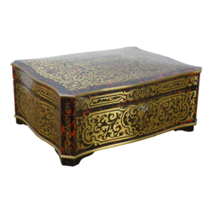 Antique French Napoleon III Boulle Marquetry Brass Tortoiseshell Keepsake Box