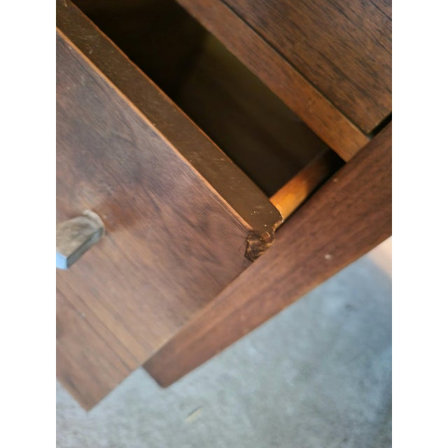 Vintage Alma Mid Century Modern Tanker 6 Drawer Solid Wood Large Desk For Sale - Image 11 of 17