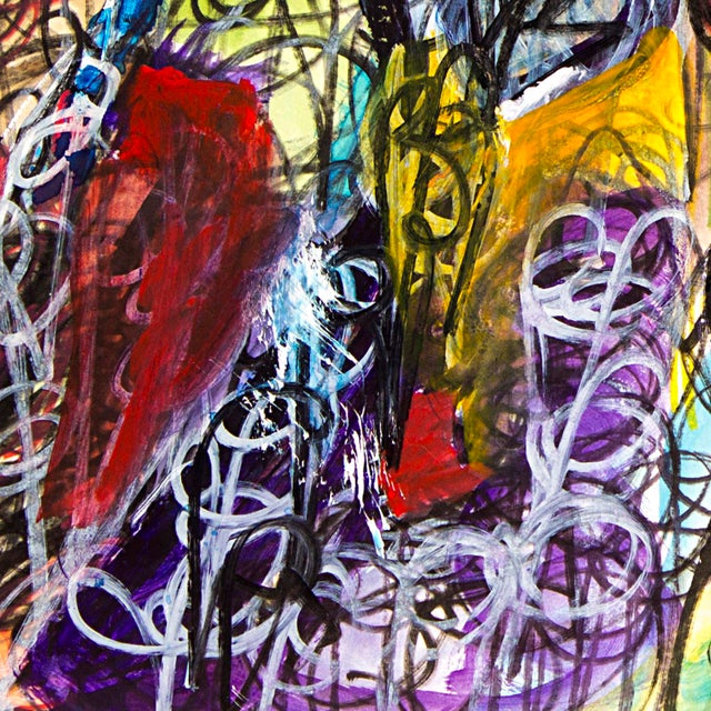 Yellow The Field – Abstract Expression in Oil Markers and Acrylics on Paper, 18 × 24 In For Sale - Image 8 of 8