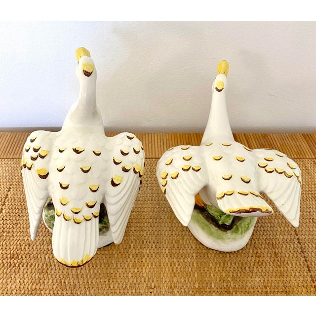 Ceramic Mid-Century Italian Porcelain Geese Figurines - a Pair For Sale - Image 7 of 13