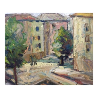 1970s Oil Painting City Landscape For Sale