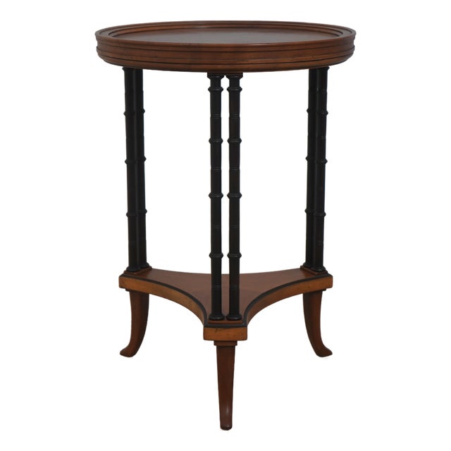 Baker Faux Bamboo Round Accent Table For Sale
