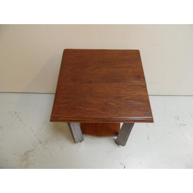 Antique Art Nouveau Oak Side Table, 1890s For Sale - Image 3 of 10