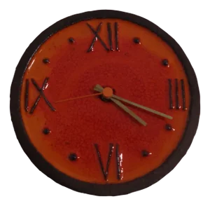 Orange Ceramic Wall Clock from Krösselbach, Germany, 1970s