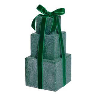 Stacked Presents Holiday Resin Figurine, Green, 8.5" For Sale