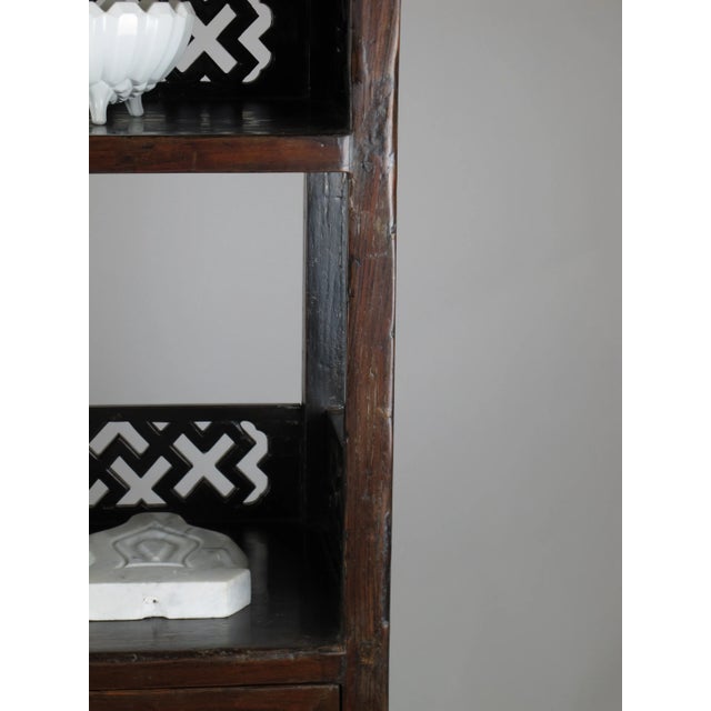1900 - 1909 Asian Style Elmwood Book Cabinet For Sale - Image 4 of 10