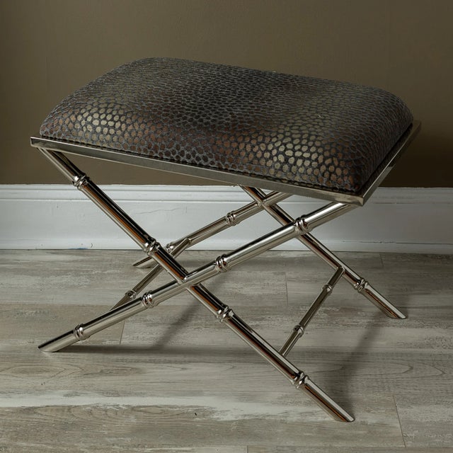 2020s Lauderdale Nickel Bamboo Leg Bench, Wayland For Sale - Image 5 of 7