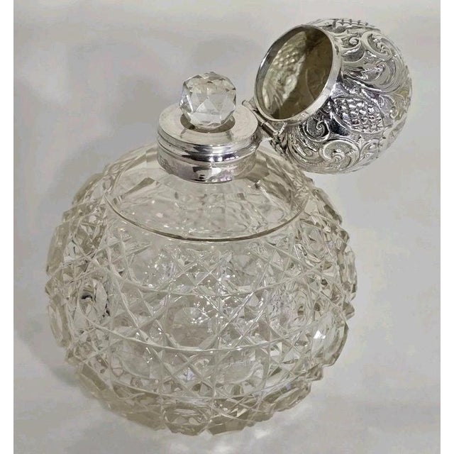 Antique Art Nouveau Cut Glass Scent Bottle from Henry Bushell & Co, Birmingham, 1902 For Sale - Image 6 of 18