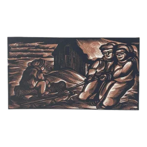 1950s John DePol Winter Wood Engraving