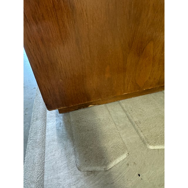 Mid 20th Century Walnut Dresser Bachelors Chest With Carved Panel Door For Sale - Image 11 of 12