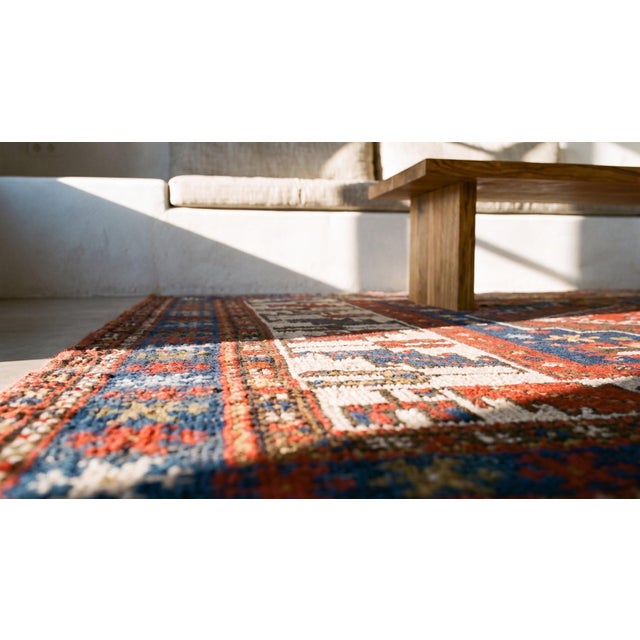 Extraordinary Blue Color and Great Geometric Desing Antique Caucasian Kazak Rug For Sale - Image 13 of 15
