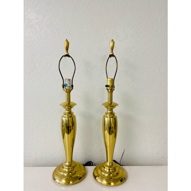 1990s Stiffel Brass Lamps With Original Shades a Pair Chairish