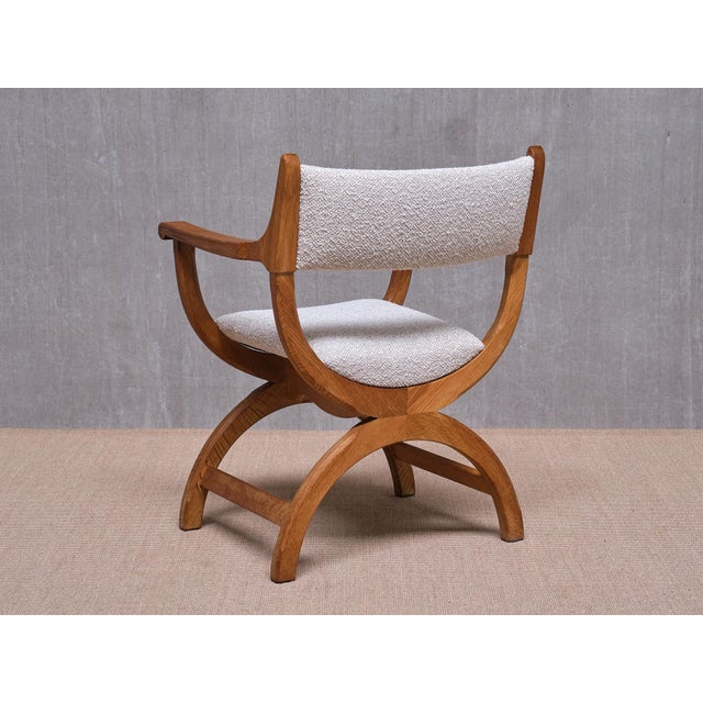 Kurul Armchair in Oak and Rubelli Bouclé by Henning Kjærnulf, Denmark, 1960s For Sale - Image 9 of 15