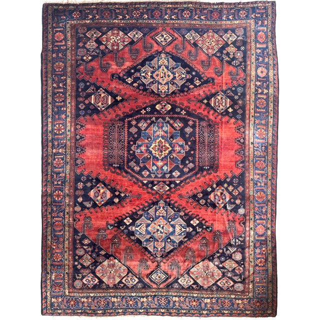 Textile Antique Persian Tribal Bold Design Rug 10.8 x 13.6 For Sale - Image 7 of 7