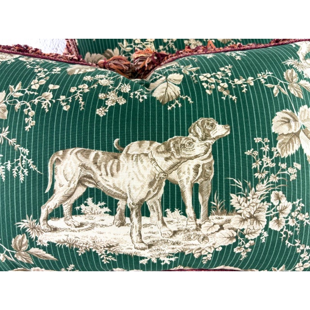 Textile Handsome Schumacher Tasseled Hunting Dog Toile Pillows/Pair For Sale - Image 7 of 8