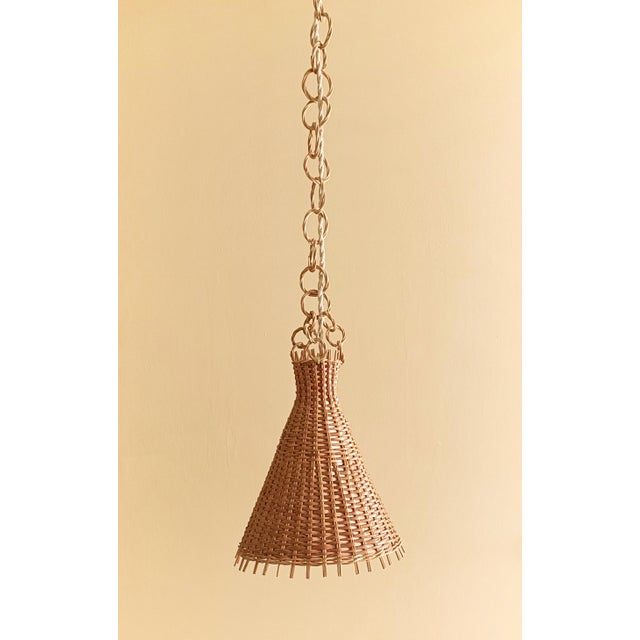 Mid-Century Wicker Pendant Lamp, 1950s For Sale - Image 4 of 12