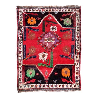 1960s, Handmade Vintage Persian Gashkai Rug 3.7' X 4.8' For Sale