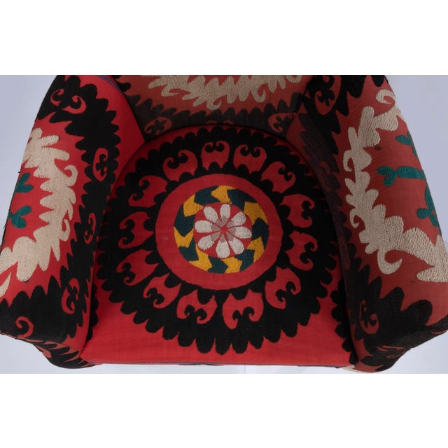 Red Suzani Armchair - Ethnic Bergere For Sale - Image 8 of 13