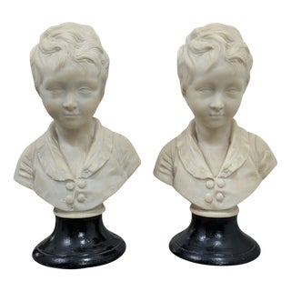 European Marble Busts of Children, 19th Century, Set of 2 For Sale