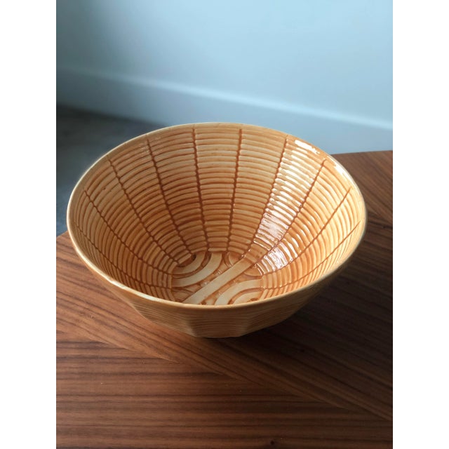 Ceramic Vintage Portuguese Ceramic Basket Weave Serving Bowl For Sale - Image 7 of 7