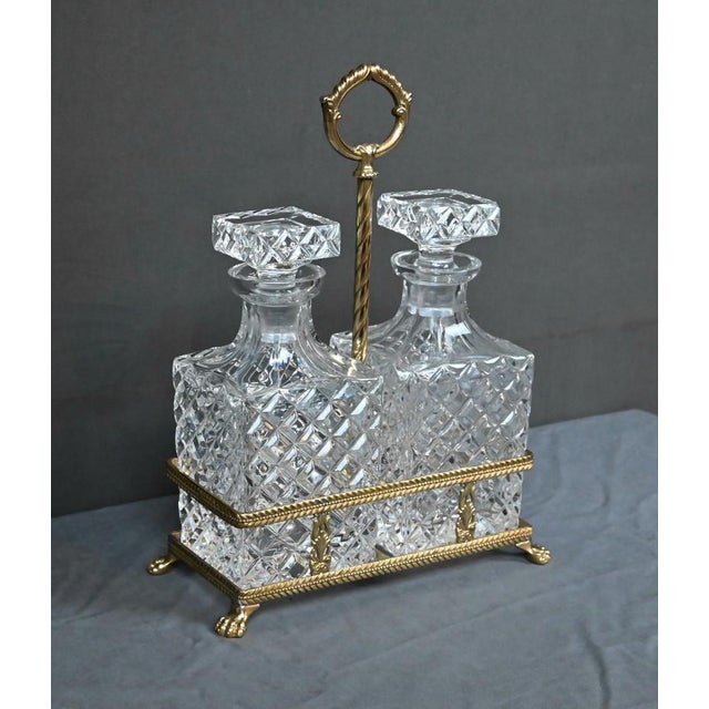 Bronze and Crystal Liquor Cabinet, Late 19th Century, Set of 3 For Sale - Image 3 of 18