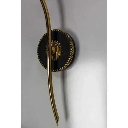 Frozen Glass and Black & Golden Chrome Sconces in the style of Arlus, France, 1960s, Set of 2 For Sale - Image 9 of 12
