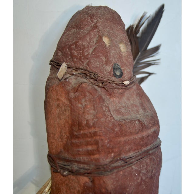 Antique Native American Hand-Carved Human Effigy Stone Figure 14"h For Sale - Image 4 of 6