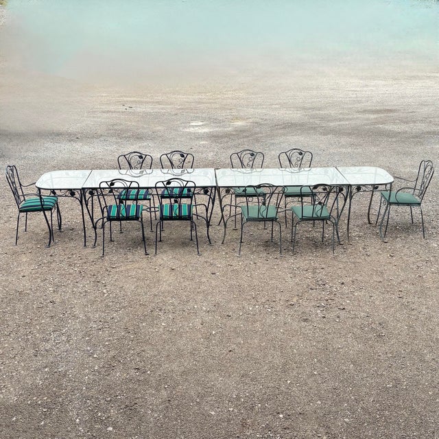 Amazing and rare salterini iron patio set that includes 5 tables (can be combined into one long dining table or be used...