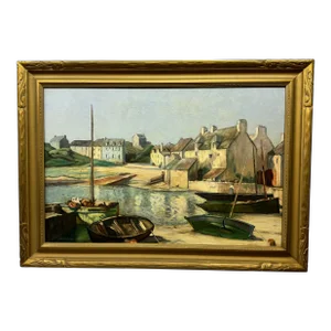 Curtis S Opliger Wharf With Boats Landscape Painting