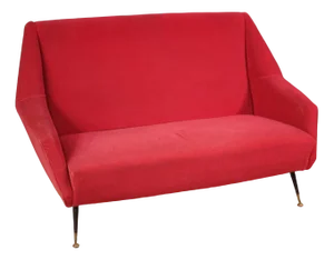 Italian Sofa in Red Velvet, 1960s