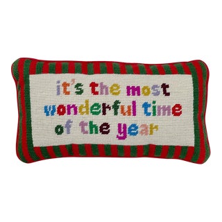 Furbish Most Wonderful Time of the Year Needlepoint Pillow For Sale