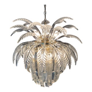 Vintage Hollywood Regency Palm Frond Lucite Chandelier For Sale