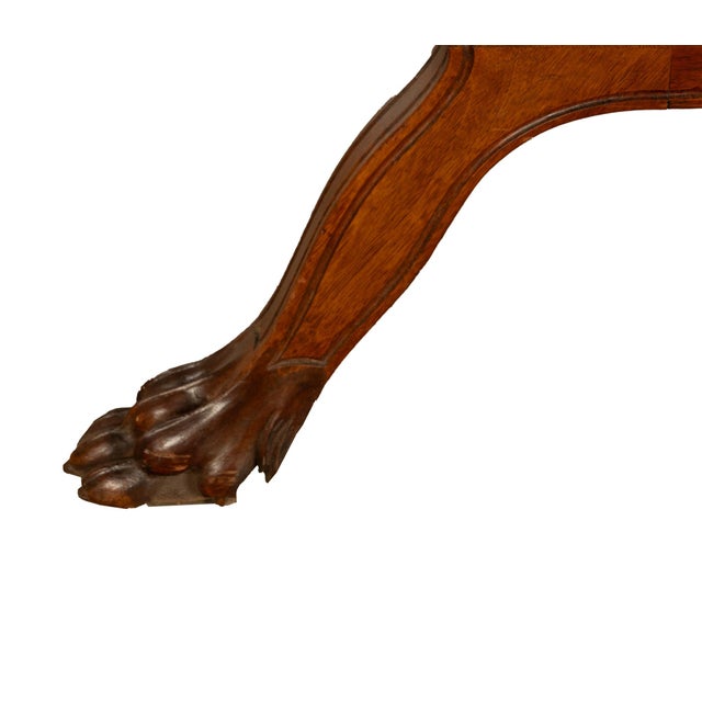 Antique Renaissance Revival Carved Walnut & Leather Hall Window Bench Italy 1880 For Sale - Image 15 of 15