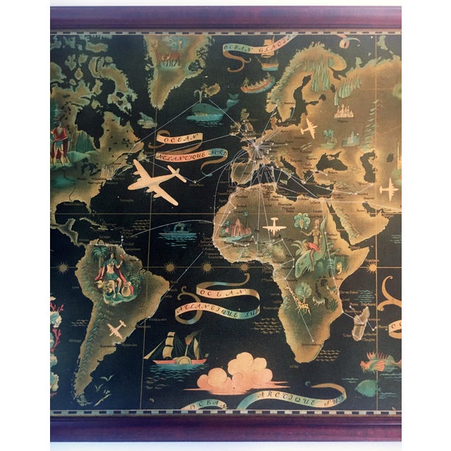 Lucien Boucher Original Planisphere Map Poster Air France Reseau Aerien ...