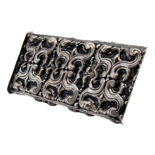 Silver Toothpick Holder Embossed on Both Sides For Sale